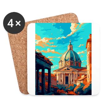 Rome Italy Vintage Travel Poster Souvenir Postcard - Coasters (set of 4) - white - Front