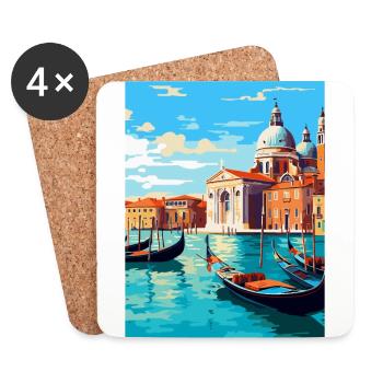 Venise Italie Affiche de voyage vintage WPA Souvenir - Dessous de verre (lot de 4) - blanc - Devant