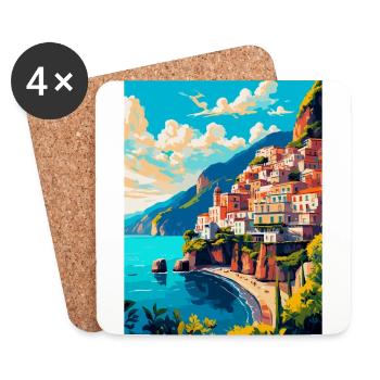 Amalfi Italy Vintage Travel Poster WPA Souvenir - Coasters (set of 4) - white - Front