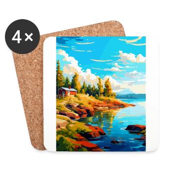 Ålandinseln Finnland Vintage Reiseplakat WPA - Untersetzer (4er-Set) - Weiß - Vorne