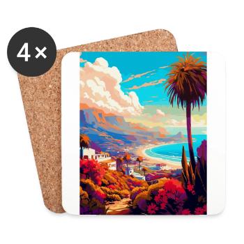 Tenerife Spain Vintage Travel Poster Souvenir WPA - Coasters (set of 4) - white - Front