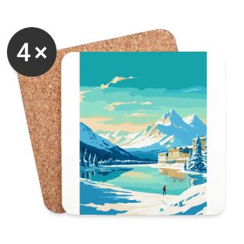 St Moritz Suisse Affiche de voyage vintage WPA - Dessous de verre (lot de 4) - blanc - Devant