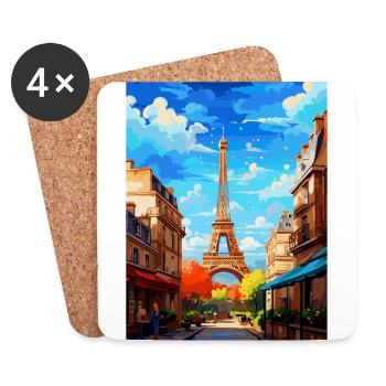 Paris Frankreich Vintage Reiseposter WPA Souvenir - Untersetzer (4er-Set) - Weiß - Vorne