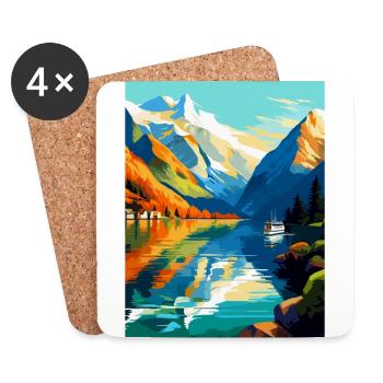 Die Fjorde Norwegen Vintage Reiseplakat Souvenir - Untersetzer (4er-Set) - Weiß - Vorne