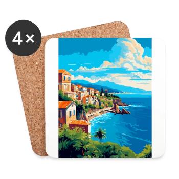Sicily Italy Vintage Travel Poster WPA Souvenir - Coasters (set of 4) - white - Front