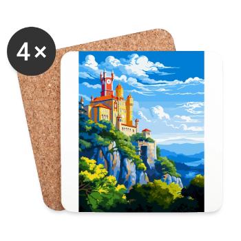 Sintra Portugal Affiche de voyage vintage Souvenir WPA - Dessous de verre (lot de 4) - blanc - Devant