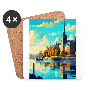 Stockholm Suède Affiche de voyage vintage souvenir - Dessous de verre (lot de 4) - blanc - Devant