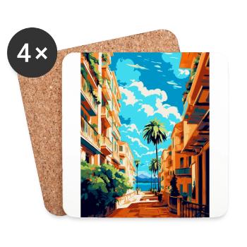 Malaga Spain Vintage Travel Poster WPA Souvenir - Coasters (set of 4) - white - Front