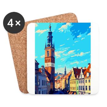 Wroclaw Pologne Affiche de voyage vintage Souvenir WPA - Dessous de verre (lot de 4) - blanc - Devant