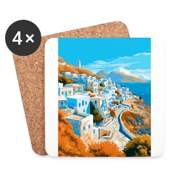 Ios Greece Vintage Travel Poster Souvenir Souvenir - Coasters (set of 4) - white - Front