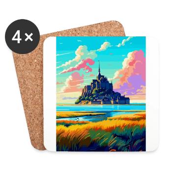 Mont Saint Michel France Vintage Travel Poster WPA - Coasters (set of 4) - white - Front