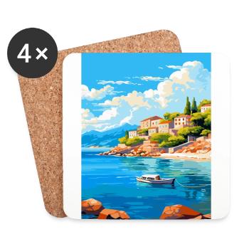 Affiche de voyage vintage de l’île d’Agistri en Grèce WPA - Dessous de verre (lot de 4) - blanc - Devant