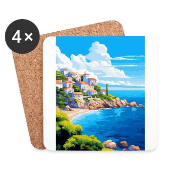 Île d’Alonissos Grèce Affiche de voyage vintage WPA - Dessous de verre (lot de 4) - blanc - Devant