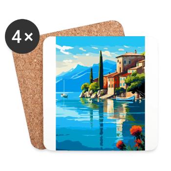 Lake Garda Italy Vintage Travel Poster Souvenir - Coasters (set of 4) - white - Front