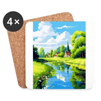 Spreewald Allemagne Affiche de voyage vintage souvenir - Dessous de verre (lot de 4) - blanc - Devant