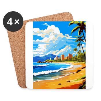 Playa De Las Americas Spain Vintage Travel Poster - Coasters (set of 4) - white - Front