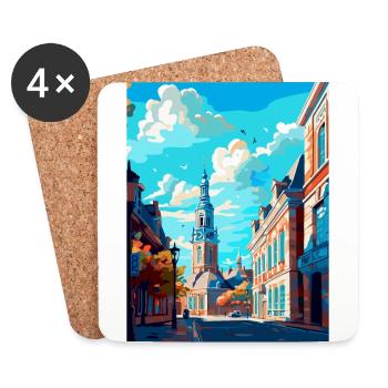 Breda Niederlande Vintage Reiseplakat Souvenir - Untersetzer (4er-Set) - Weiß - Vorne