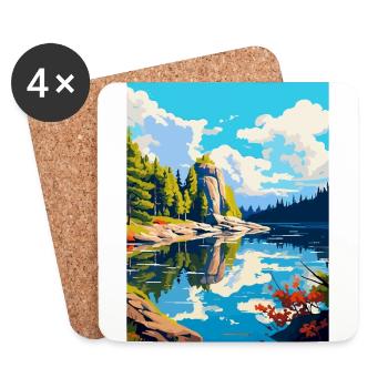 Parc national d’Ojcowski Pologne Affiche de voyage WPA - Dessous de verre (lot de 4) - blanc - Devant