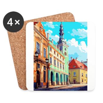 Zamosc Pologne Affiche de voyage vintage WPA Souvenir - Dessous de verre (lot de 4) - blanc - Devant