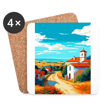 Alentejo Portugal Affiche de voyage vintage souvenir - Dessous de verre (lot de 4) - blanc - Devant