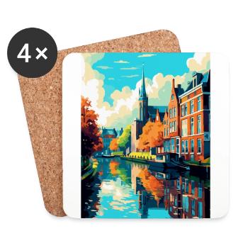 Zwolle Netherlands Vintage Travel Poster Souvenir - Coasters (set of 4) - white - Front