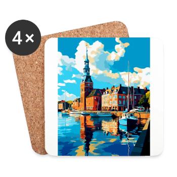 Helsingborg Schweden Vintage Reiseplakat Souvenir - Untersetzer (4er-Set) - Weiß - Vorne