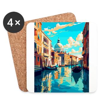 Venise Italie Affiche de voyage vintage WPA Souvenir - Dessous de verre (lot de 4) - blanc - Devant