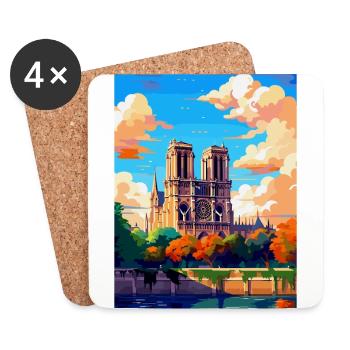 Notre Dame France Vintage Poster Souvenir de Voyage - Dessous de verre (lot de 4) - blanc - Devant