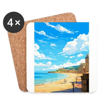 Saint Malo France Vintage Travel Poster Souvenir - Coasters (set of 4) - white - Front