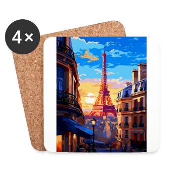 Paris Frankreich Vintage Reiseposter WPA Souvenir - Untersetzer (4er-Set) - Weiß - Vorne