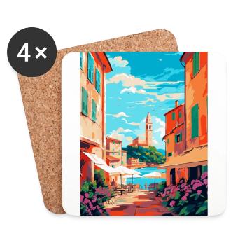 St. Tropez Frankreich Vintage Reiseplakat Souvenir - Untersetzer (4er-Set) - Weiß - Vorne