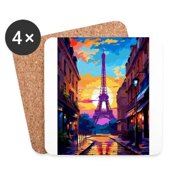 Paris Frankreich Vintage Reiseposter WPA Souvenir - Untersetzer (4er-Set) - Weiß - Vorne