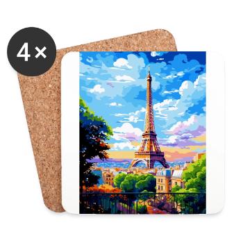 Paris Frankreich Vintage Reiseposter WPA Souvenir - Untersetzer (4er-Set) - Weiß - Vorne