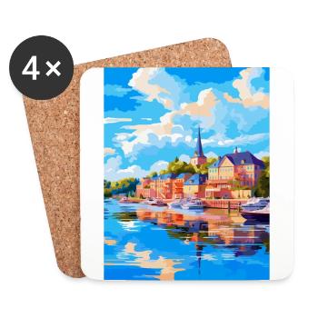 Souvenir de l’affiche de voyage vintage Naantali Finlande - Dessous de verre (lot de 4) - blanc - Devant