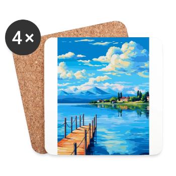 Lac de Varèse Italie Affiche de voyage vintage souvenir - Dessous de verre (lot de 4) - blanc - Devant