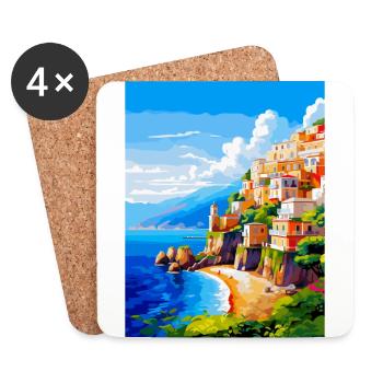 Amalfi Italien Vintage Reiseposter WPA Souvenir - Untersetzer (4er-Set) - Weiß - Vorne