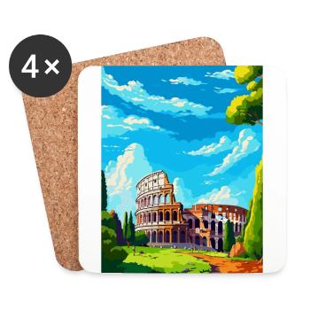 Rome Italie Affiche de voyage vintage souvenir souvenir - Dessous de verre (lot de 4) - blanc - Devant
