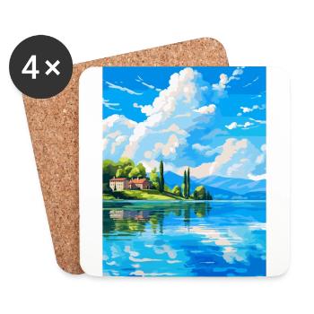 Lac de Varèse Italie Affiche de voyage vintage souvenir - Dessous de verre (lot de 4) - blanc - Devant