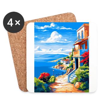 Elafonisos Grèce Affiche de voyage vintage souvenir - Dessous de verre (lot de 4) - blanc - Devant