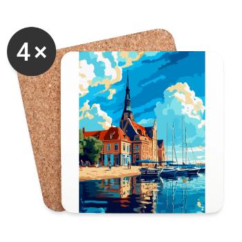 Rostock Allemagne Affiche de voyage vintage Souvenir WPA - Dessous de verre (lot de 4) - blanc - Devant