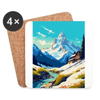 Chamonix France Vintage Travel Poster Souvenir WPA - Coasters (set of 4) - white - Front
