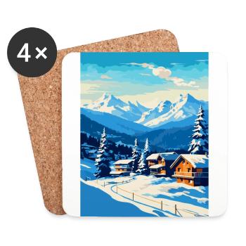 Kitzbühel Autriche Affiche de voyage vintage souvenir - Dessous de verre (lot de 4) - blanc - Devant