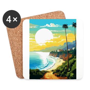 Tenerife Spain Vintage Travel Poster Souvenir WPA - Coasters (set of 4) - white - Front