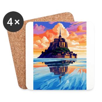 Mont Saint Michel France Affiche de voyage vintage WPA - Dessous de verre (lot de 4) - blanc - Devant