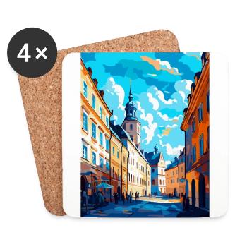 Lublin Pologne Affiche de voyage vintage WPA Souvenir - Dessous de verre (lot de 4) - blanc - Devant