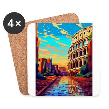 Rome Italy Vintage Travel Poster Souvenir Souvenir - Coasters (set of 4) - white - Front