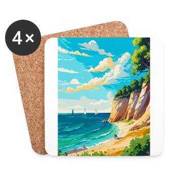 Rugen Island Allemagne Affiche de voyage vintage WPA Art - Dessous de verre (lot de 4) - blanc - Devant