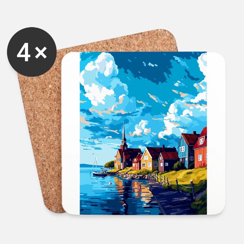 Trelleborg Schweden Vintage Reiseplakat Souvenir - Untersetzer (4er-Set) - Weiß