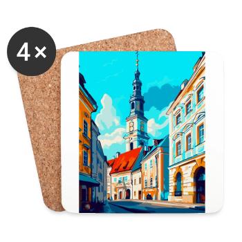 Czestochowa Pologne Affiche de voyage vintage souvenir - Dessous de verre (lot de 4) - blanc - Devant