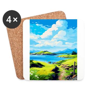 Isle Of Lismore Scotland Uk Vintage Travel Poster - Coasters (set of 4) - white - Front